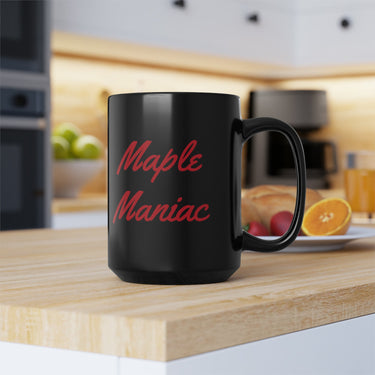 Maple Maniac Black Mug, 15oz - Maple Ridge Nursery